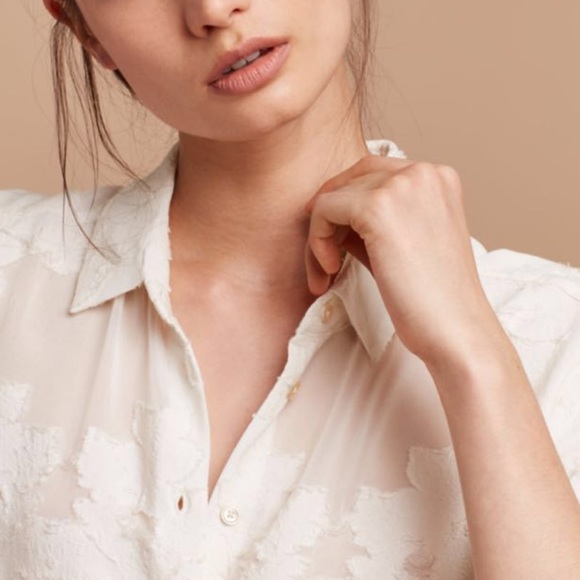 ARITZIA | WILFRED HEMISTICHE DRESS SHEER FLORAL DESIGN EMBROIDERY TUNIC BUTTONS - Picture 9 of 14